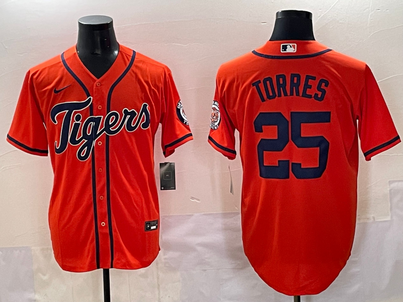 Men 2025 Detroit Tigers #25 Torres orange Nike MLB Jersey style 2->detroit tigers->MLB Jersey